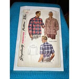 Simplicity 1961 Pattern Mens shirt button up 1950s size medium